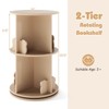 Infans Kids Rotating Bookshelf Round Spinning Corner Bookcase w/Bear Baffles Coffee - 2 of 4