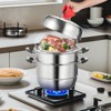 VEVOR Steamer Pot 11in/28cm, 3 Tier Steamer Pot for Cooking with 8.5QT Stock Pot, Vegetable Steamer & 2 Steaming Tray - 2 of 4