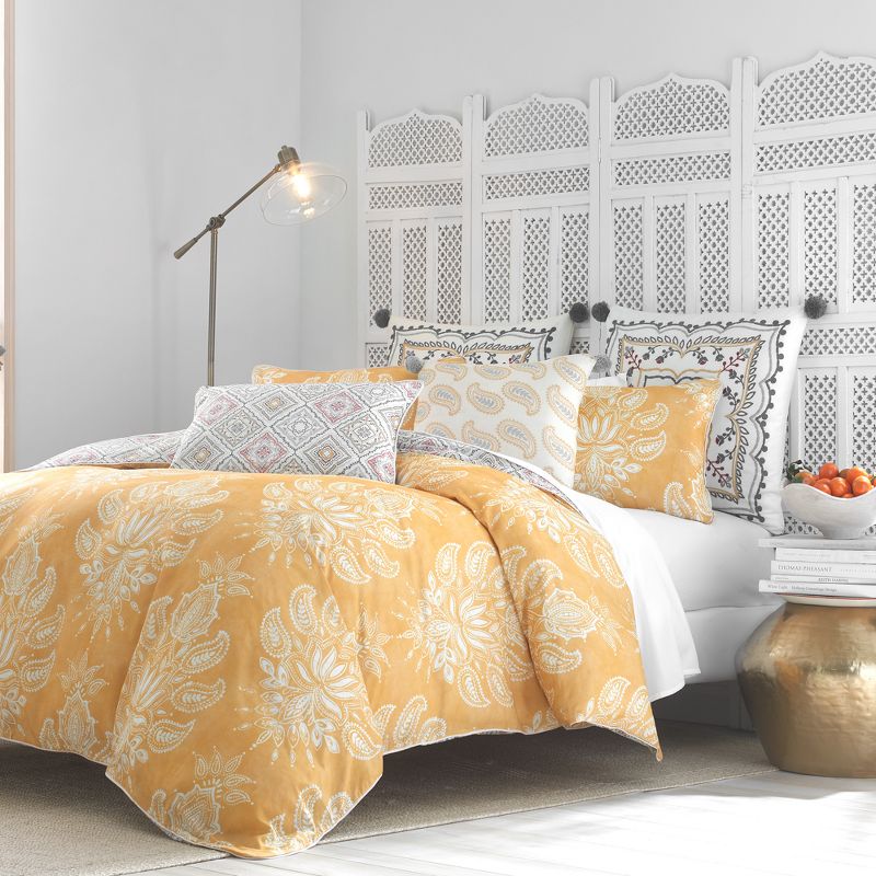 Landour Reversible Percale Cotton Comforter Set Yellow - Heirlooms of India, 1 of 7