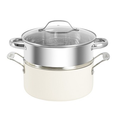 Cream 12-Piece Nonstick Aluminum and Stainless Steel Cookware Set