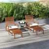 Outsunny 4 Piece Patio Furniture Set, 2 Chairs with Cushions & Ottomans, Slatted Acacia Wood Seat & Backrest, Cream White - 2 of 4
