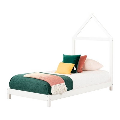 Enchanted Pure White House Frame Twin Bed with Wooden Slats
