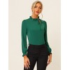 INSPIRE CHIC Women's Elegant Long Sleeve Ruffle Tie Neck Business Work Top - 3 of 4