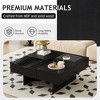 Dexmalle Mid Century Unique Square Wooden Coffee Table with 3 Drawers - 4 of 4