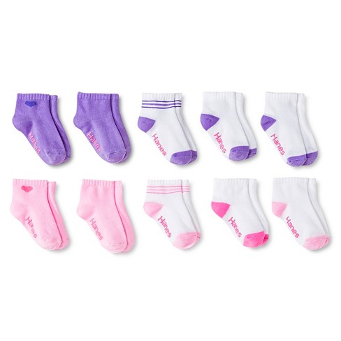 Hanes® Toddler Girls' 10pk Athletic Ankle Socks - Multicolored : Target