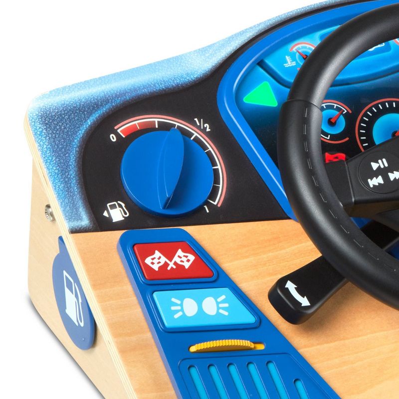 Melissa &#38; Doug Vroom &#38; Zoom Interactive Wooden Dashboard Steering Wheel Pretend Play Driving Toy, 5 of 11