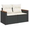 vidaXL Garden Sofa Black PE rattan  UV-resistant materials - 2 of 4