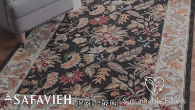 Chelsea Black Floral Hand-Knotted Wool Area Rug
