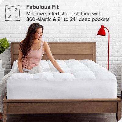 King Size White Down Alternative Pillow-Top Mattress Pad