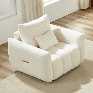 TIRAMISUBEST Modern Design Teddy Velvet Sofa with Pillow, Solid Wood Frame Upholstered Single Sofa - 1 of 4