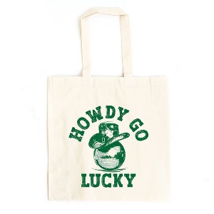 City Creek Prints Howdy Go Lucky Disco Ball Canvas Tote Bag - 15x16 - Natural - 1 of 2