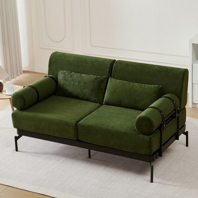 NicBex Modern Chenille Sofa Bed,59" Loveseat Sofa with USB Ports and Cylindrical Armrests for Bedroom,Living Room