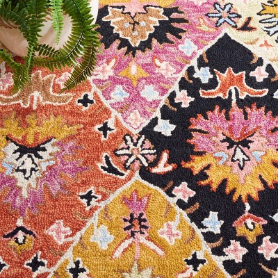 Handmade Black Multicolor Wool Tufted 60" x 36" Rug