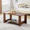 COWLOWN Modern Minimalist Walnut Colored Double Layered Rectangular Coffee Table for Living Room, Bedroom, and Study Room - 3 of 4