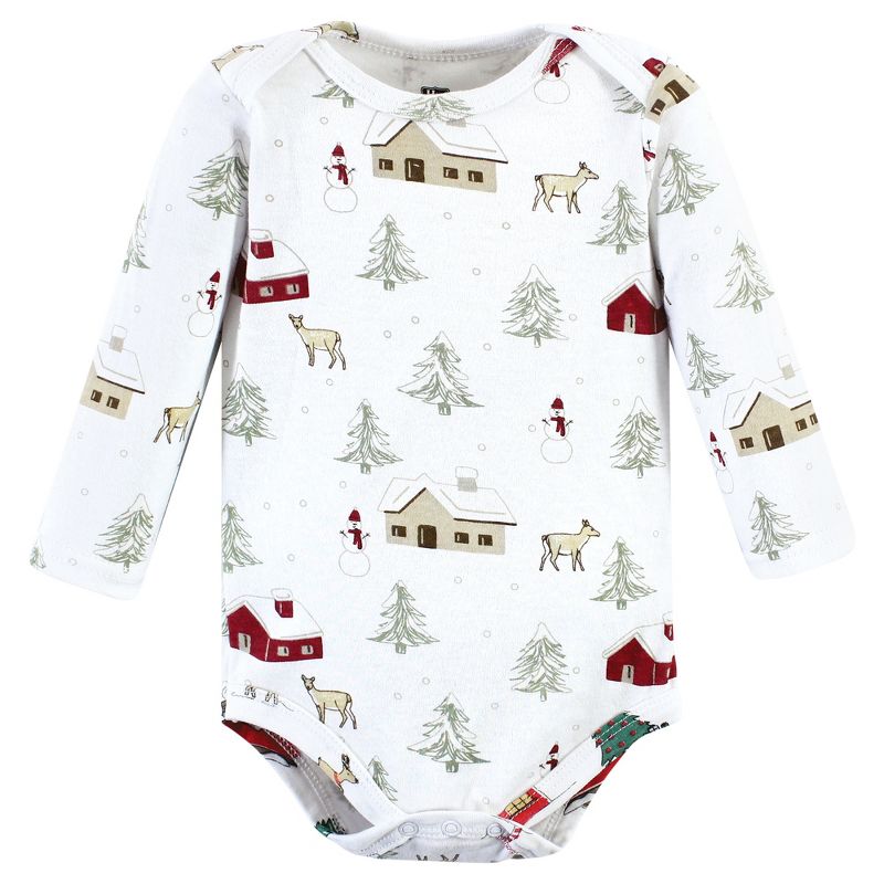 Hudson Baby Infant Girl Cotton Long-Sleeve Bodysuits, Girl Holiday Village, 5 of 7
