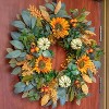 Attop Fall Wreath for Front Door 24 Inch Artificial Sunflower and Pumpkin Fall Wreath with Berries, Autumn Harvest Fall Wreaths - 2 of 4