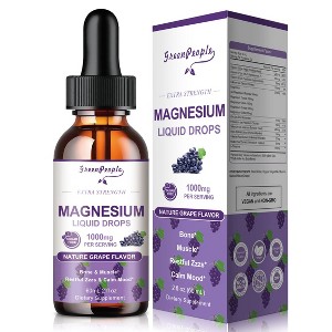 Greenpeople Magnesium Glycinate Liquid Drops 1000mg with D3 K2 & B6, for Sleep, Energy & Bone, Sugar-Free, 2fl.oz(Grape Flavor) - 1 of 4