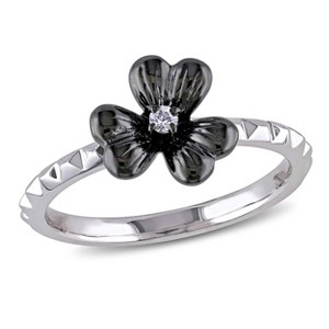 EVERLY JEWELRY | Sterling Silver 0.05 CT TGW White Sapphire Fashion Ring Black Rhodium Plated - 1 of 4