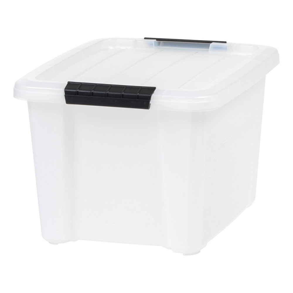 Photos - Clothes Drawer Organiser IRIS 4.75qt Stack and Pull Clear Storage Bin with Lid Natural 