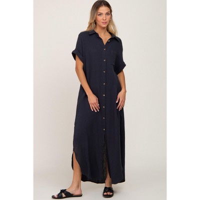 Pinkblush Charcoal Button Down Maternity Midi Dress - image 5