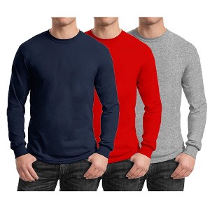 Galaxy By Harvic Men's Cotton-Blend Long Sleeve Crew Neck Tee 3-Pack - 1 of 2