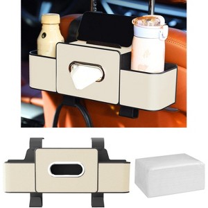 Car Back Seat Organizer with Cup Holder & Tissue Box, Multifunctional Storage with Hook for Phones & Snacks - 1 of 4