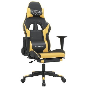 vidaXL Gaming Chair with Footrest, Black and Gold, Faux Leather - 1 of 4