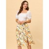 Allegra K Women's Boho Floral High Waist Split A Line Midi Skirt - 2 of 4
