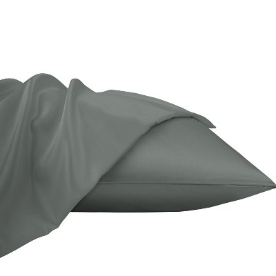 Black Satin Standard Pillowcases with Zipper Closure, 20x26 Inches