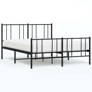 vidaXL Black Queen Metal Bed Frame with Headboard & Slats, No Mattress, Easy Assembly - 1 of 4