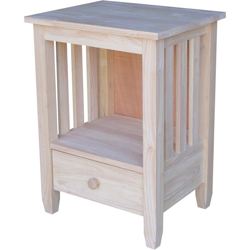 International Concepts Mission Tall End Table Includes Drawer, 1 of 2