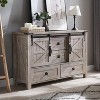 SinCiDo Farmhouse 48" Dresser w/4 Drawers & 2 Barn Doors, Chest of Drawers & Rustic TV Stand w/Adjustable Shelf for Living Room - 2 of 4