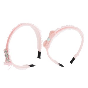 Unique Bargains Girl's Elegant Mesh Headbands 5.51"x4.72"x0.28" Pink 2 Pcs - 1 of 3