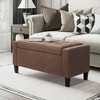 36" Ottoman with Storage, Storage Ottoman Bench with Lift Top and Rubberwood Legs, Linen Upholstered Entryway Bench with Seating for Living Room - 2 of 4
