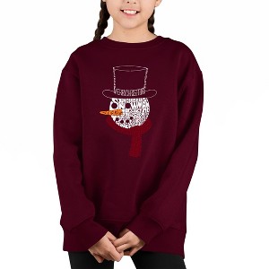 LA Pop Art Snowman Face - Girl's Word Art Crewneck Sweatshirt - 1 of 4