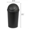 Sterilite 10839006 3 Gallon Round Swing Top Plastic Wastebasket, Black (12 Pack) - 2 of 4
