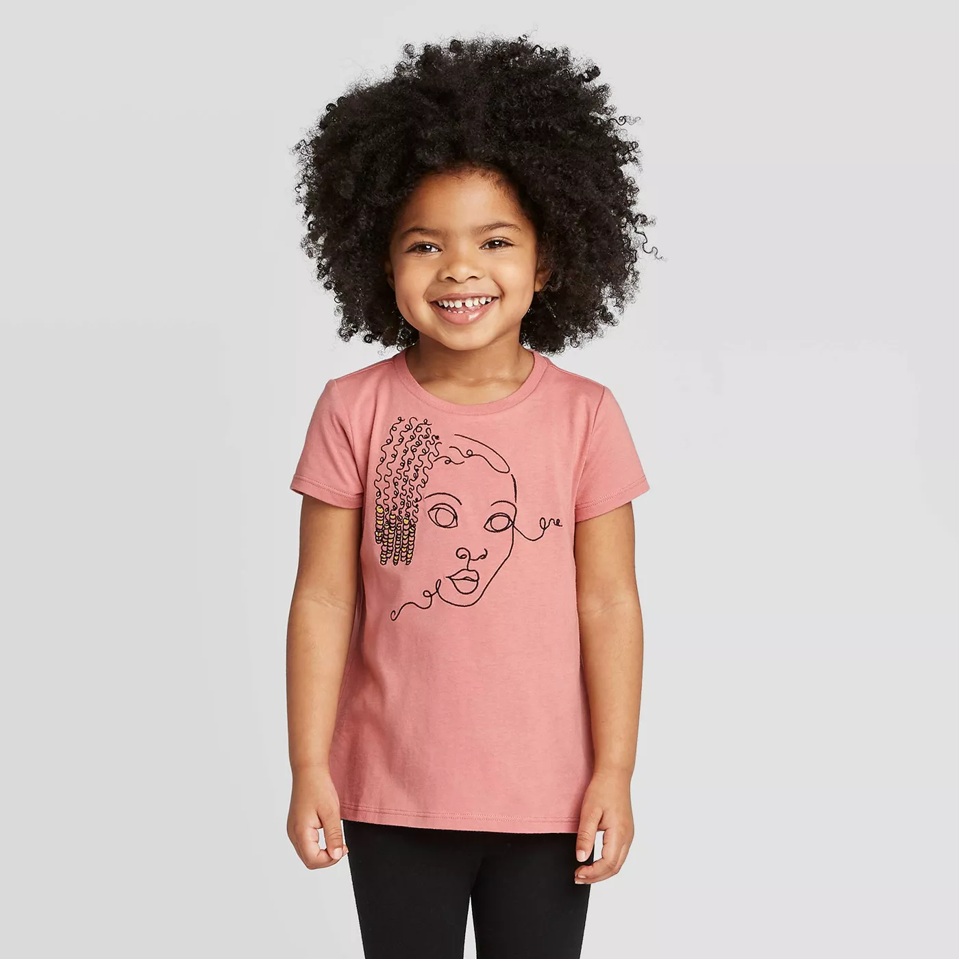 Well Worn Toddler Girl With Braids Short Sleeve Crewneck T-Shirt - Pink Rose - image 1 of 4
