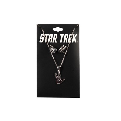 Star Trek Vulcan Salute Symbol Earring and Necklace Set