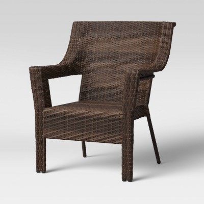 Southcrest Wicker Stacking Patio Club Chair Dark Brown - Threshold