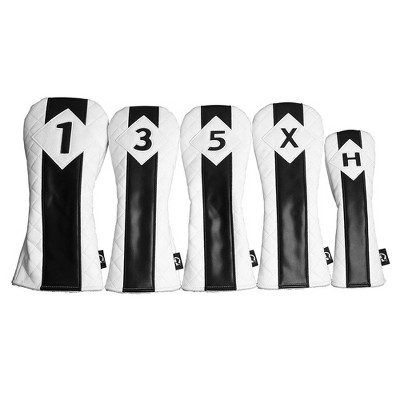 Sahara White Quilted Retro Golf Headcover Set - 5 Pack