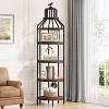 Hommoo 4-Tier Industrial Bookshelf with Bird Cage Design Brown - 2 of 4