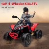 12V Ride on Toy 4 Wheeler Quad Electric Vehicle, with LED Lights, Spring Suspension, Music, USB, Treaded Tires, Red - 4 of 4