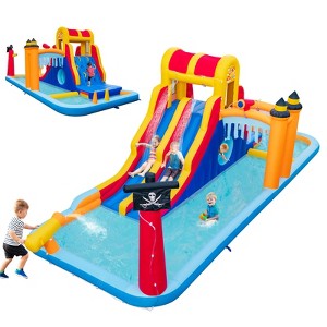 Costway Inflatable Water Slide 6-In-1 Kids Water Park with Dual Slides Blower Excluded - 1 of 4