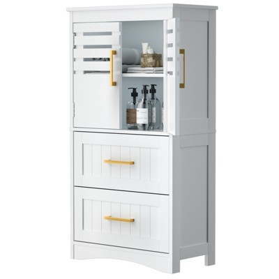 Dexmalle Bathroom Floor Storage Cabinet with 5 Adjustable Height Shelf
