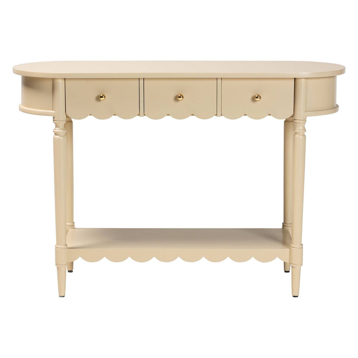 bali & pari Liba Console Table 3-Drawer Accent Table with Open Shelf Storage Beige - thumbnail 3