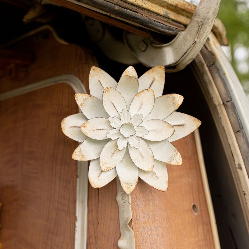Antique Finish Wall Flower White Metal by Foreside Home & Garden, 3 of 9