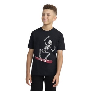 Levi's® Boys' Short Sleeve Snowboarding Skeleton Graphic T-Shirt - Black - 1 of 4