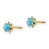 Black Bow Jewelry Kids 4mm Synthetic Blue Topaz Screw Back 14k Yellow Gold Stud Earrings - 2 of 4