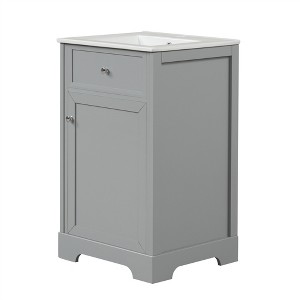 COWLOWN White 20-in Bathroom Vanity with Sink, Soft Closing Door, Storage Rack & Adjustable Shelf, Modern Bathroom Cabinet with Ceramic Basin - 1 of 4