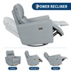 Power Recliner Chair Swivel Glider Upholstered Faux Leather Nursery Rocker Reclining Sofa Chair with Charging Port, Curved Armrests & Padded Backrest - 4 of 4